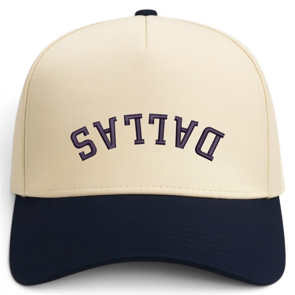 Trendy Apparel Shop Dallas Upside Down Embroidered 5 Panel Two Tone Vintage Ball Cap