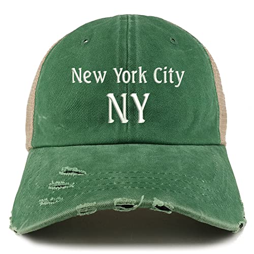 Trendy Apparel Shop New York City NY Embroidered Frayed Bill Trucker Mesh Back Cap