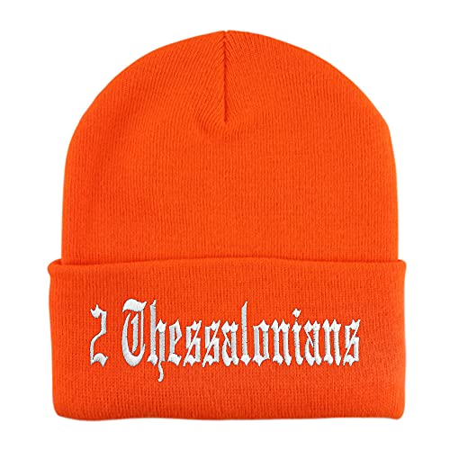 Trendy Apparel Shop 2 Thessalonians Old English Embroidered Long Cuff Beanie