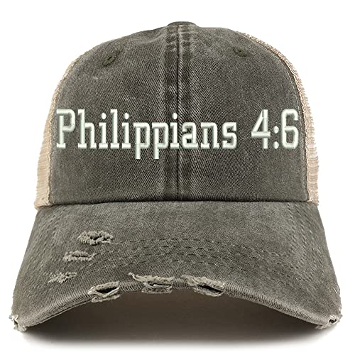 Trendy Apparel Shop Philippians 4:6 Frayed Bill Trucker Mesh Back Cap