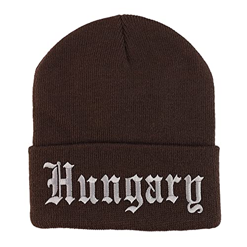 Trendy Apparel Shop Hungary Old English Embroidered Long Cuff Beanie