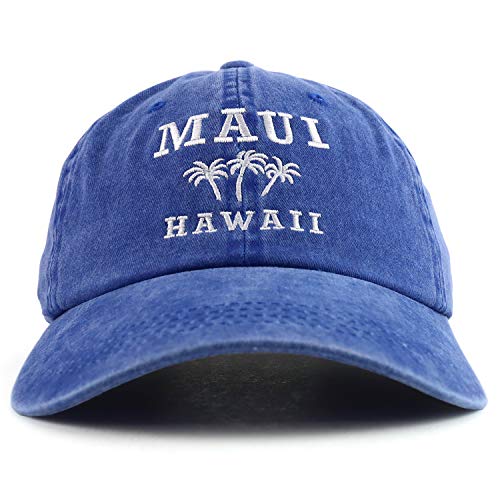 Trendy Apparel Shop Maui Hawaii with Palm Tree Embroidered Unstructured Baseball Cap