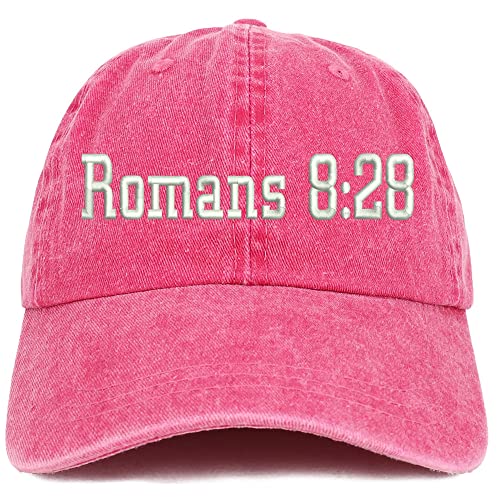 Trendy Apparel Shop Romans 8:28 Washed Pigment Dyed Baseball Cap
