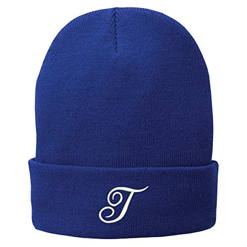 Trendy Apparel Shop Letter T Embroidered Winter Knitted Long Beanie