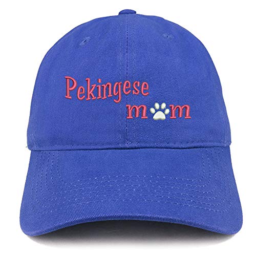 Trendy Apparel Shop Pekingese Mom Embroidered Soft Crown 100% Brushed Cotton Cap