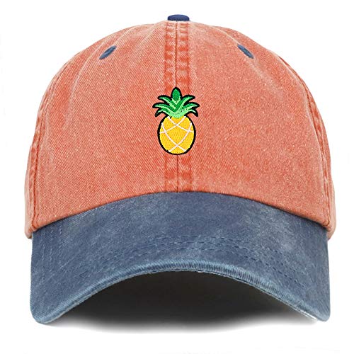 Trendy Apparel Shop Pineapple Patch Pigment Dyed Washed Two Tone Baseball Cap