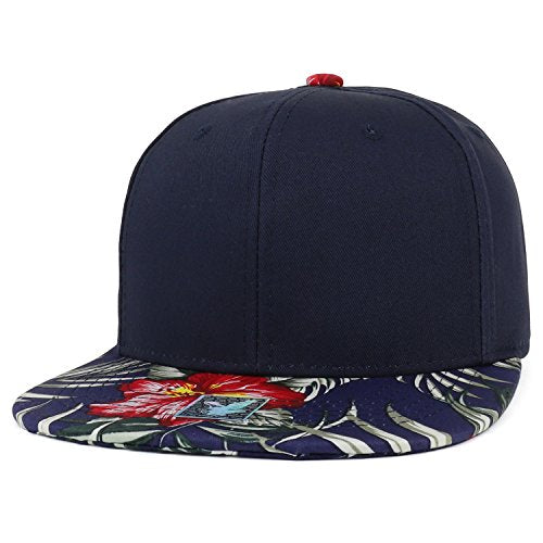 Trendy Apparel Shop Tropical Floral Print Cotton Flat Bill Snapback Cap