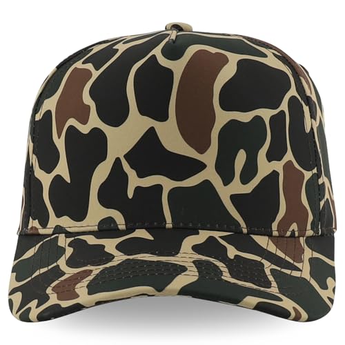 Trendy Apparel Shop A Frame 5 Panel Structured Crown Duck Camo Baseball Cap