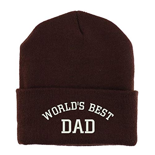 Trendy Apparel Shop World's Best Dad Embroidered Made in USA Cuff Folded Acylic Knit Winter Beanie Hat