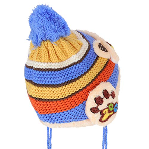 Trendy Apparel Shop Kid's Racoon Animal Fur Trimmed Pom Knit Beanie Hat