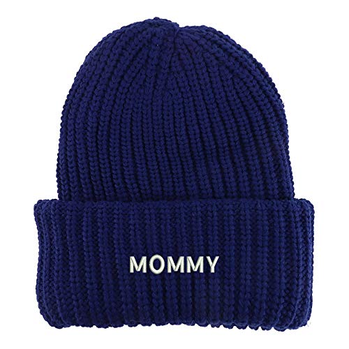 Trendy Apparel Shop Mommy Embroidered Long Cuffed Thick Ribbed Knit Beanie