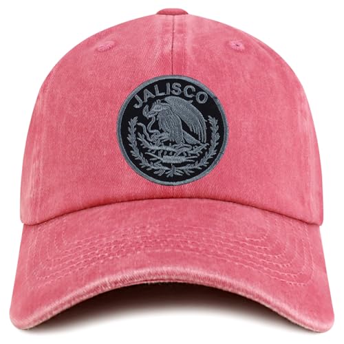 Trendy Apparel Shop Jalisco Mexico Charcoal Embroidered Patch Pigment Dyed Washed Baseball Cap
