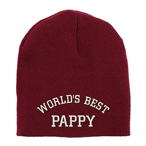 Trendy Apparel Shop World's Best Pappy Embroidered Made in USA Short Acrylic Knit Winter Beanie Hat
