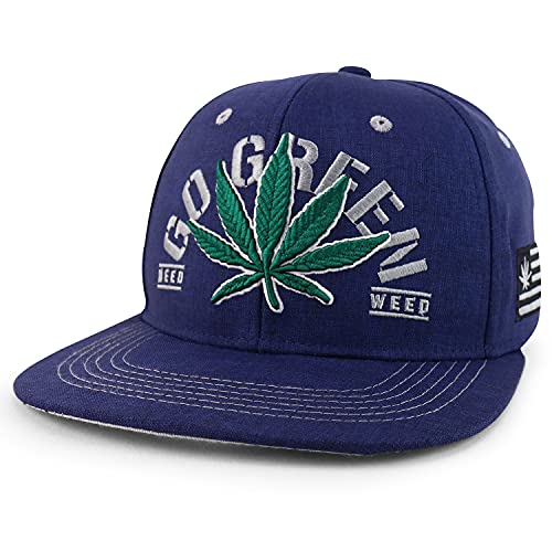 Trendy Apparel Shop Marijuana Leaf with GO Green Embroidered Snapback Cap