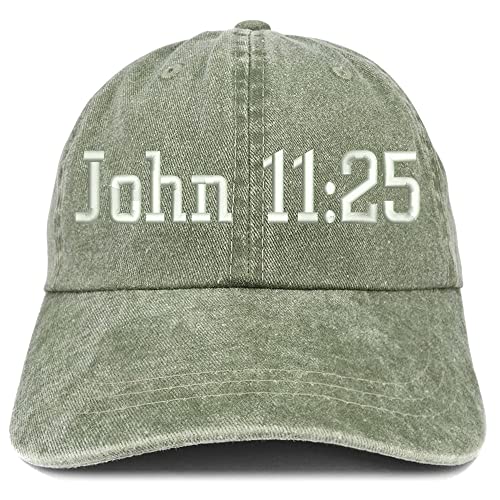 Trendy Apparel Shop John 11:25 Washed Pigment Dyed Baseball Cap