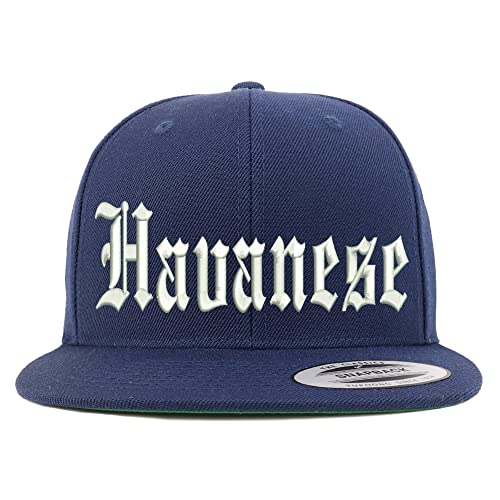 Trendy Apparel Shop Old English Havanese Embroidered Flatbill Snapback