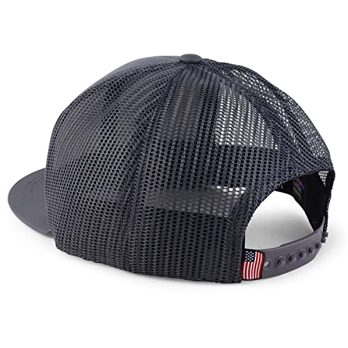 Trendy Apparel Shop Made in USA Structured 6 Panel Flatbill Snapback Mesh Back Cap