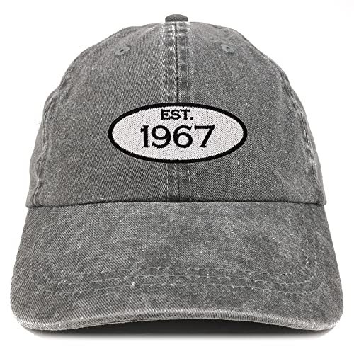 Trendy Apparel Shop Established 1967 Embroidered 57th Birthday Gift Pigment Dyed Washed Cotton Cap