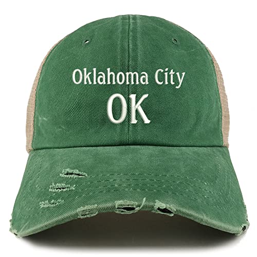 Trendy Apparel Shop Oklahoma City OK Embroidered Frayed Bill Trucker Mesh Back Cap