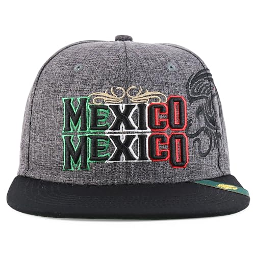Trendy Apparel Shop Mexico Eagle Embroidered Flatbill Snapback Cap