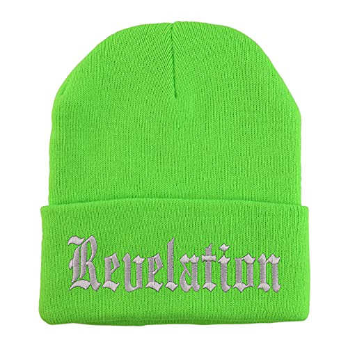 Trendy Apparel Shop Revelations Old English Embroidered Long Cuff Beanie