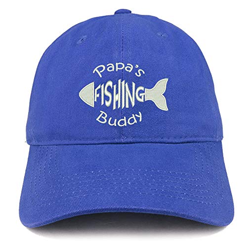 Trendy Apparel Shop Papa's Fishing Buddy Embroidered Soft Crown 100% Brushed Cotton Cap