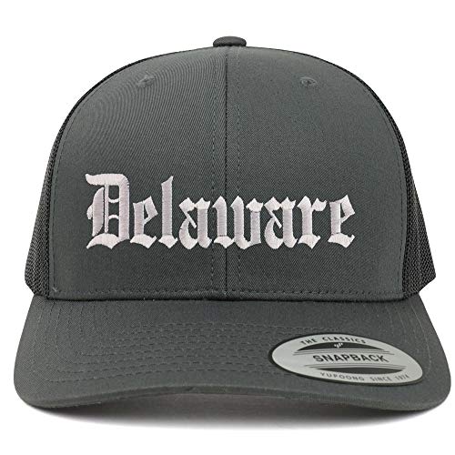 Trendy Apparel Shop Delaware State Old English 6 Panel Trucker Mesh Cap
