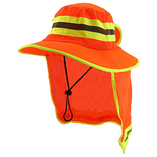 Trendy Apparel Shop High Visibility Neon Color Reflective Boonie Hat Mesh Flap