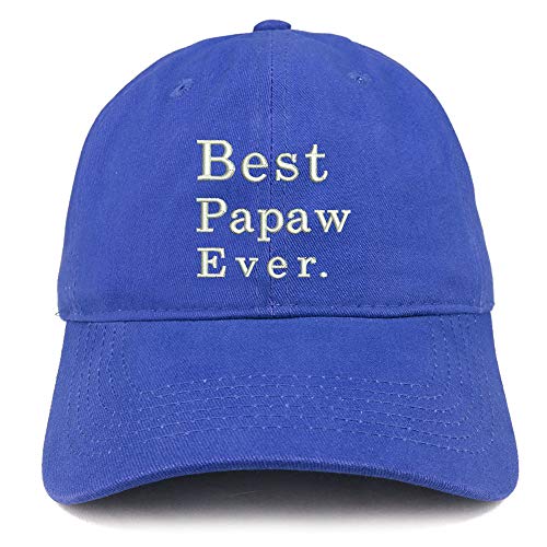 Trendy Apparel Shop Best PAPAU Ever Embroidered Soft Crown 100% Brushed Cotton Cap