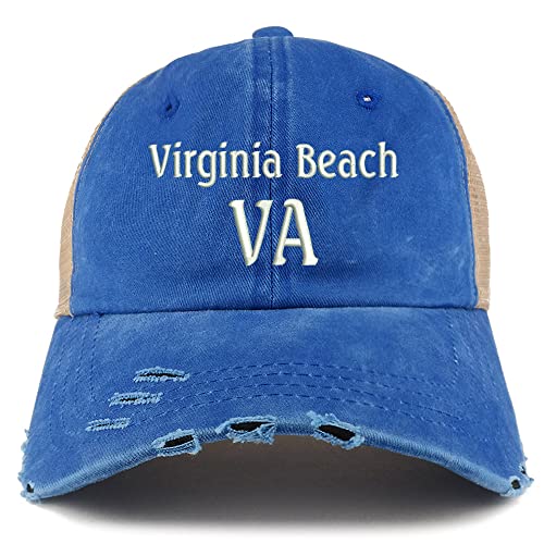 Trendy Apparel Shop Virginia Beach VA Embroidered Frayed Bill Trucker Mesh Back Cap