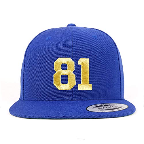 Trendy Apparel Shop Number 81 Gold Thread Flat Bill Snapback Baseball Cap