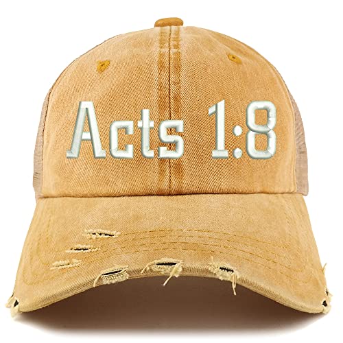 Trendy Apparel Shop Acts 1:8 Frayed Bill Trucker Mesh Back Cap