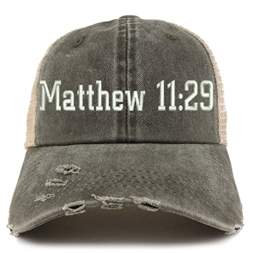 Trendy Apparel Shop Matthew 11:29 Frayed Bill Trucker Mesh Back Cap