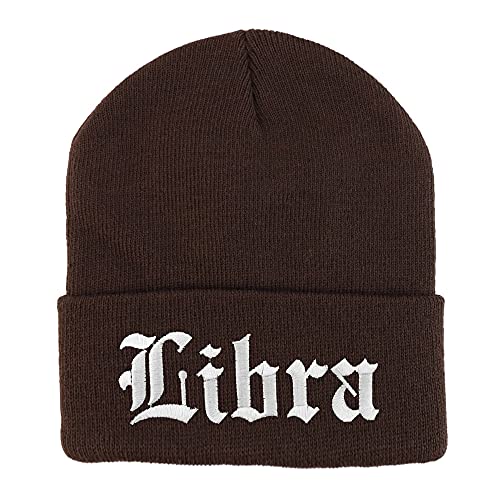 Trendy Apparel Shop Libra Old English Embroidered Long Cuff Beanie