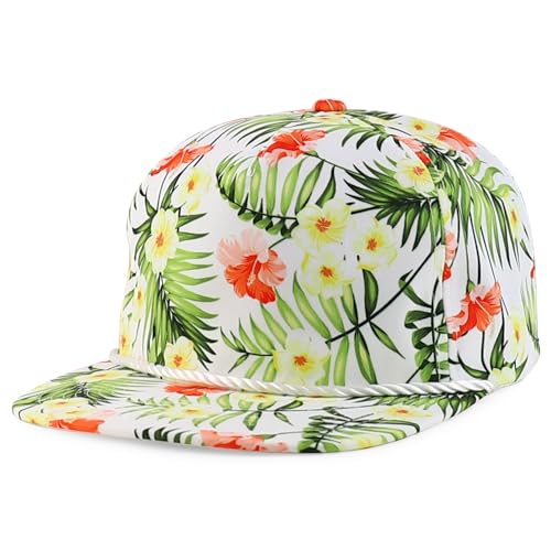 Trendy Apparel Shop Floral Print Unstructured 5 Panel Flatbill Rope Baseball Cap