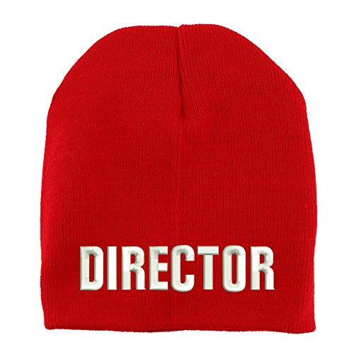 Trendy Apparel Shop Director Embroidered Made in USA Short Acrylic Knit Winter Beanie Hat