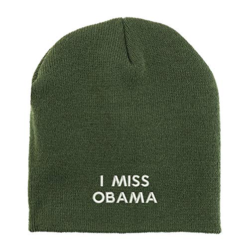 Trendy Apparel Shop I Miss Obama Embroidered Made in USA Short Acrylic Knit Winter Beanie Hat