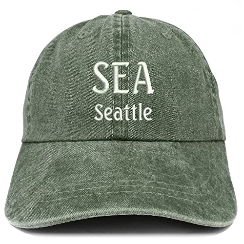 Trendy Apparel Shop SEA Seattle Embroidered Pigment Dyed Washed Baseball Cap