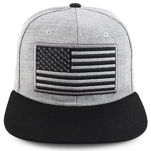 Trendy Apparel Shop Oversized USA Flag Embroidered Structured Flatbill Snapback Cap