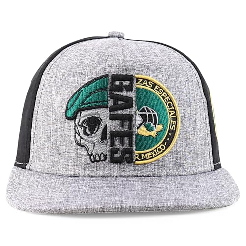Trendy Apparel Shop Gafes Mexican Army Embroidered Flat Bill Snapback Cap