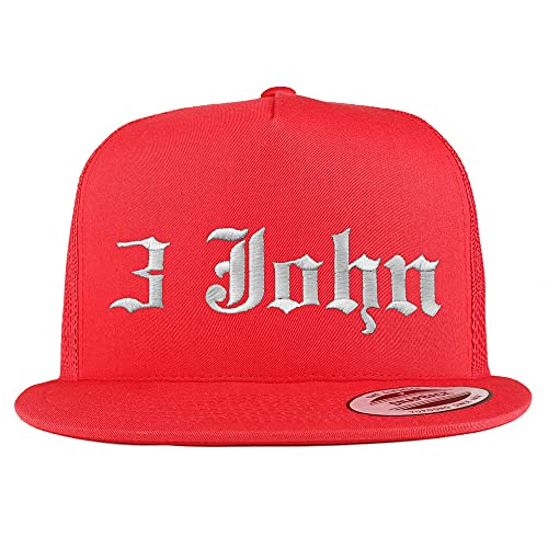 Trendy Apparel Shop 3 John Old English 5 Panel Flatbill Trucker Cap