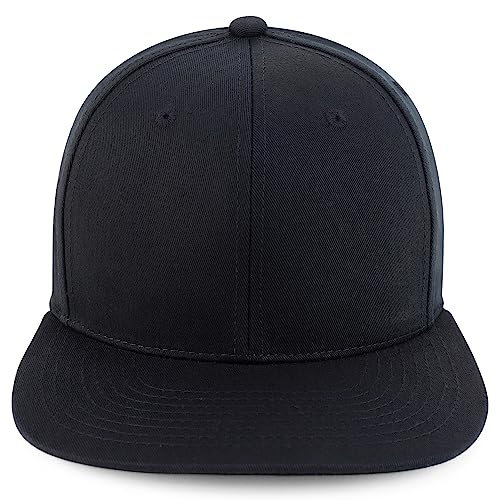 Trendy Apparel Shop 100% Cotton Plain Structured 6 Panels Flatbill Snapback Baseball Cap