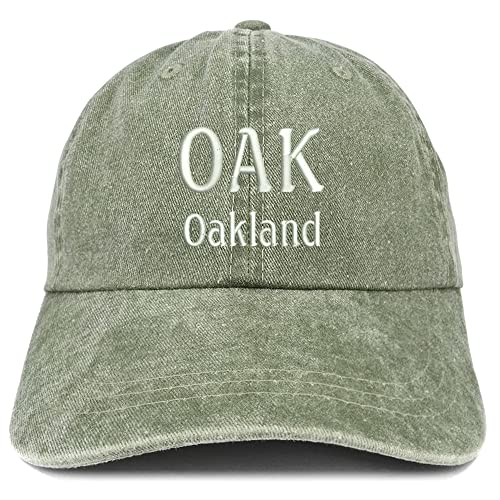 Trendy Apparel Shop Oak Oakland Embroidered Pigment Dyed Washed Baseball Cap