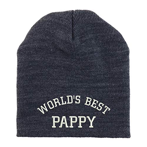 Trendy Apparel Shop World's Best Pappy Embroidered Made in USA Short Acrylic Knit Winter Beanie Hat