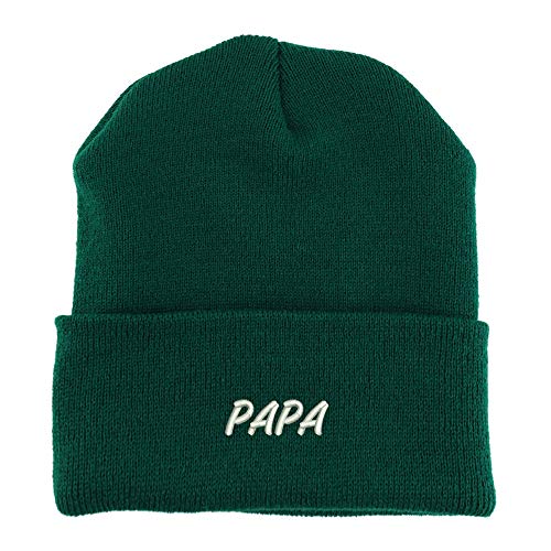 Trendy Apparel Shop Papa Embroidered Made in USA Cuff Folded Acylic Knit Winter Beanie Hat
