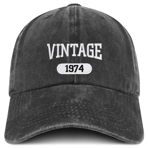 Trendy Apparel Shop Vintage 1974 Embroidered 50th Birthday Soft Crown Washed Cotton Cap