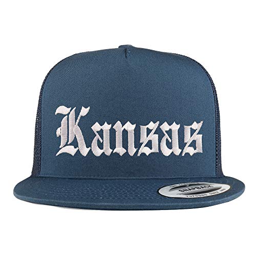 Trendy Apparel Shop Kansas State Old English 5 Panel Flatbill Trucker Mesh Cap