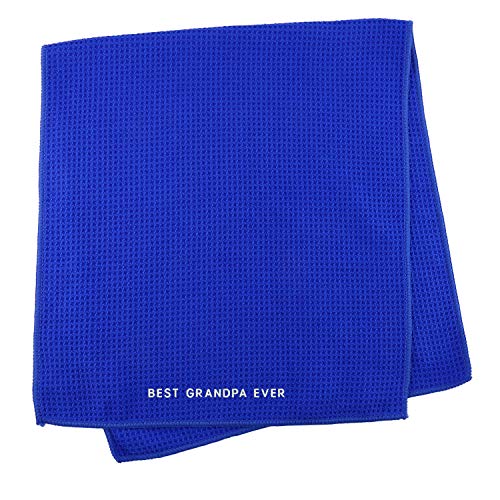 Trendy Apparel Shop Best Grandpa Ever One Line Embroidered Microfiber Waffle Textured Fitness Towel