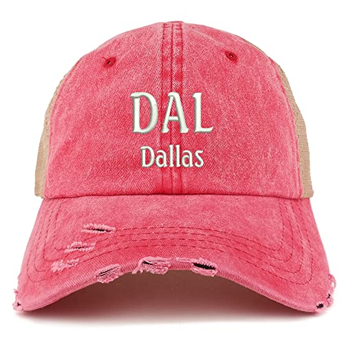 Trendy Apparel Shop DAL Dallas Embroidered Frayed Bill Trucker Mesh Back Cap
