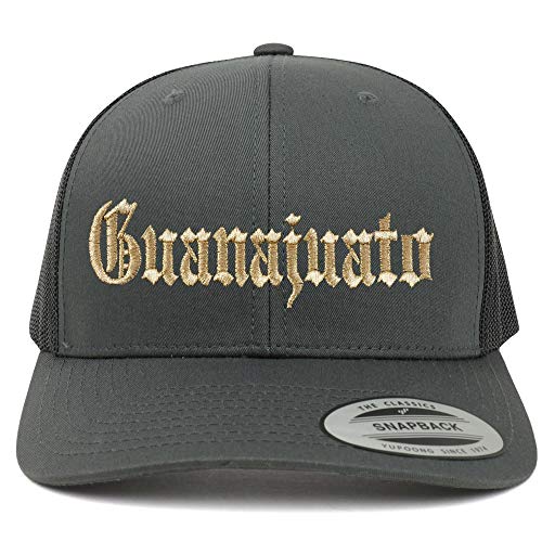 Trendy Apparel Shop Old English Guanajuato Gold Embroidered Retro Trucker Mesh Cap